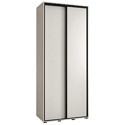 Abiks Meble Armoire à portes coulissantes Davos 1 235.2 x 110 x 45 2 portes coulissante (Blanc/Blanc/Noir)