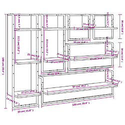 vidaXL Ensemble d'étagères murales avec barres 6 pcs chêne fumé pas cher