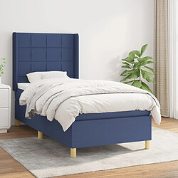 Maison Chic Lit Adulte - Lit simple Lit à sommier tapissier avec matelas moelleux - Meuble de Chambre - Bleu 90x200 cm Tissu -MN26758