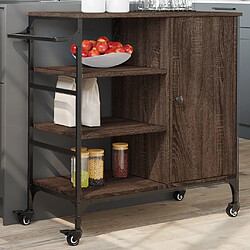 Maison Chic Desserte de cuisine | Chariot de cuisine | Meuble de rangement roulant chêne marron bois d'ingénierie -GKD39727