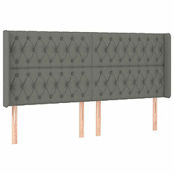 Avis Maison Chic Tête de lit scandinave à LED,meuble de chambre Gris foncé 203x16x118/128 cm Tissu -MN72772