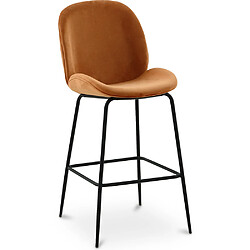 ICONIK INTERIOR Tabouret de bar accent velours tapissée scandi retro design - Elias Brique