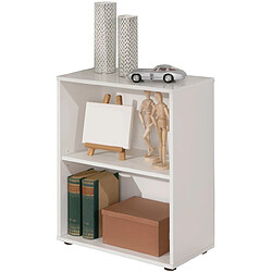 Pegane Etagère 2 Niveaux en melamine Blanc, Dim : L60 x P30 x H75 cm 