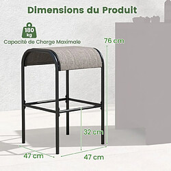 Helloshop26 Ensemble de 2 tabourets de bar tabourets bistrot en métal haut de 76 cm siège en tissu incurvé cadre en métal robuste café 20_0008464 pas cher