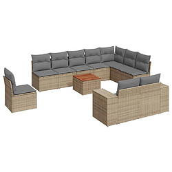 vidaXL Salon de jardin 11 pcs avec coussins beige résine tressée