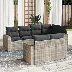 vidaXL Salon de jardin avec coussins 7 pcs gris clair résine tressée 