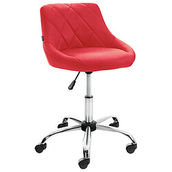 Decoshop26 Chaise de bureau tabouret de travail coutures décoratives réglable en hauteur et pivotant en PVC rouge 10_0003226