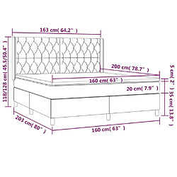 vidaXL Sommier à lattes de lit avec matelas Gris clair 160x200cm Tissu pas cher