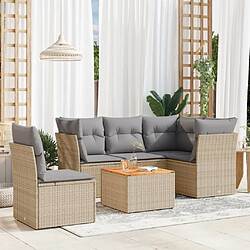 vidaXL Salon de jardin avec coussins 6 pcs beige résine tressée