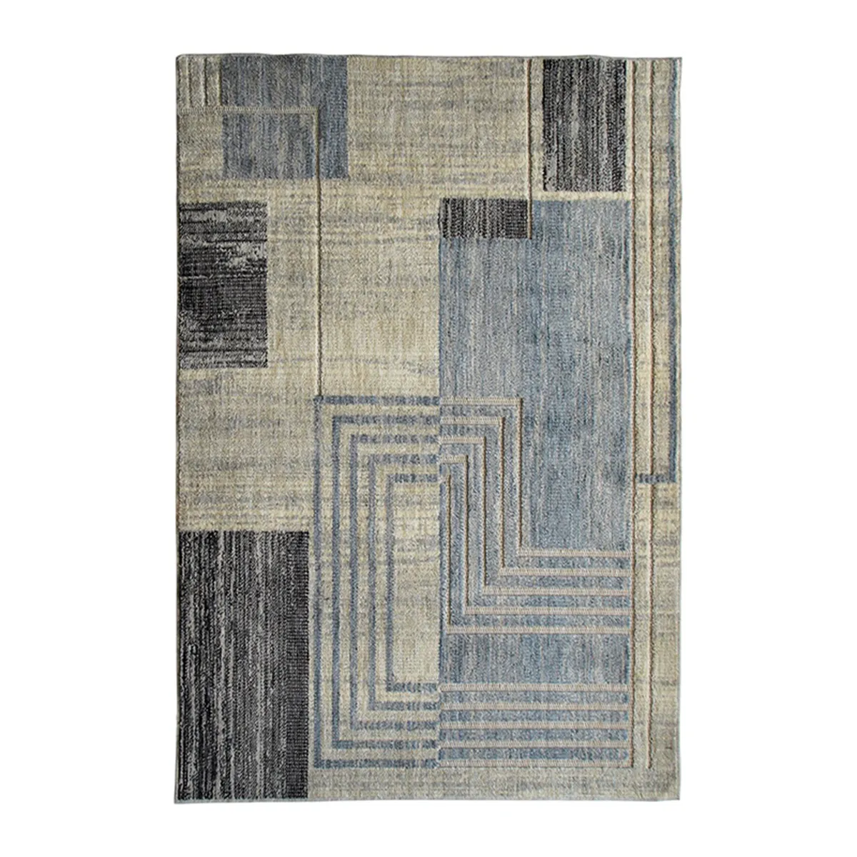 Thedecofactory RECYCLE PROCESSEUR - Tapis extra-doux motif processeur ecru bleu 160x230