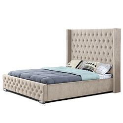 Meubler Design Lit Design Grande Tête De Lit Lia - Velours Taupe - 180x200 