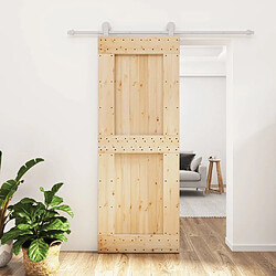 vidaXL Porte coulissante et kit de quincaillerie 80x210 cm pin massif