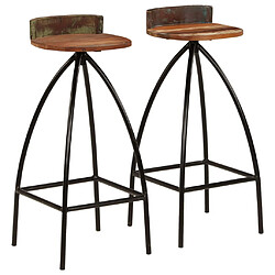 vidaXL Tabourets de bar lot de 2 bois de récupération massif 