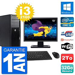 PC Tour HP Z210 Ecran 19" Intel i3-2100 RAM 32Go Disque Dur 2To Windows 10 Wifi · Occasion 