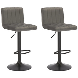 Decoshop26 Lot de 2 tabourets de bar pivotant hauteur réglable assise surpiqué en velours gris et métal noir 10_0004227 