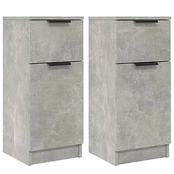 Maison Chic Lot de 2 Commode Buffet - Meuble de rangements Gris béton 30x30x70 cm Bois d'ingénierie -GKD77708