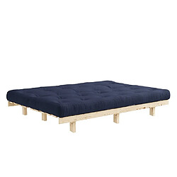 Avis Inside 75 Banquette convertible futon LEAN pin coloris bleu marine couchage 130*190 cm.