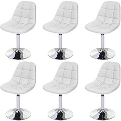 Decoshop26 6x chaises de salle à manger en synthétique blanc pied chromé pivotant CDS04625 