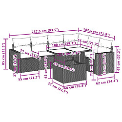 vidaXL Salon de jardin avec coussins 7 pcs marron résine tressée pas cher