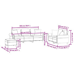 vidaXL Ensemble de canapés 3 pcs avec coussins gris clair velours pas cher