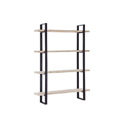 Pegane Étagère haute en bois de chêne nordique avec pieds en métal noir - Longueur 120 x Profondeur 35 x Hauteur 180 cm