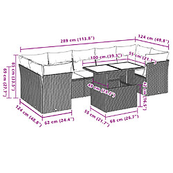 vidaXL Salon de jardin 8 pcs avec coussins noir résine tressée pas cher