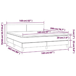 vidaXL Sommier à lattes de lit et matelas Bleu foncé 160x200cm Velours pas cher