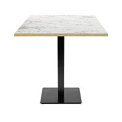 Restootab Table 70x70cm - modèle Milan marbre calacatta chants laiton