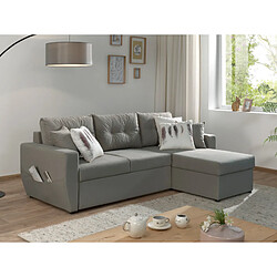 Bestmobilier Astoria - canapé d'angle réversible - convertible avec coffre - style contemporain- 4 places Astoria - canapé d'angle réversible - convertible avec coffre - style contemporain- 4 places - Gris clair