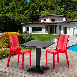 Grand Soleil Table bistrot et 2 chaises colorées poly