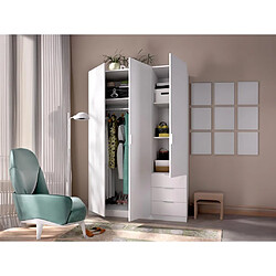 Vente-Unique Armoire 3 portes et 3 tiroirs - L121 cm - Blanc - LISTOWEL