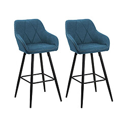 Beliani Tabouret de bar Set de 2 Tissu Bleu azur DARIEN 