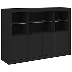 Maison Chic Lot de 3 Commode Buffet - Meuble de rangements avec lumières LED noir bois d'ingénierie -GKD98412 pas cher