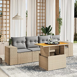 vidaXL Salon de jardin avec coussins 5 pcs beige résine tressée