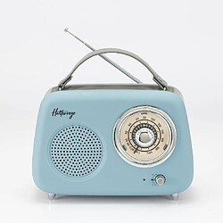 We Enceinte/Radio rétro HALTERREGO , RMS 5W, Bluetooth, Radio FM, lecteur USB, Aux IN, Batterie rechargeable, Blue gris