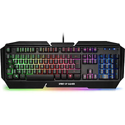 Spirit of Gamer Souris Sans fil Optique 2.4ghz 4200DPI M9 rechargeable + Clavier PRO GAMING METAL RGB PROK5 Anti-Gosthing Mode Breathing