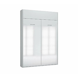 Inside 75 Armoire lit escamotable DYNAMO SOFA accoudoirs façade blanc brillant canapé anthracite 140*200 cm pas cher