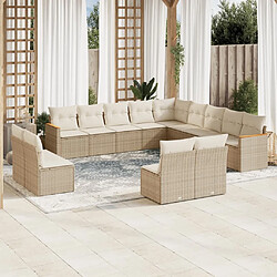 Maison Chic Salon de jardin avec coussins 13 pcs, Ensemble Tables et chaises de jardin, beige résine tressée -GKD429235