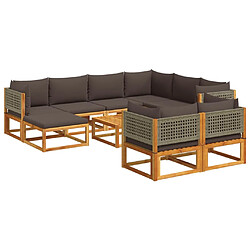 vidaXL Salon de jardin avec coussins 10 pcs bois d'acacia solide