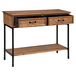 Pegane Console avec 2 tiroirs en bois / fer coloris marron - Longueur 110 x Profondeur 40 x Hauteur 85 cm