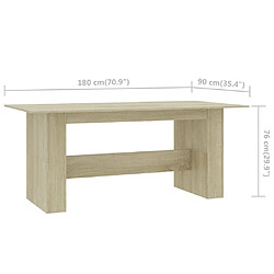 vidaXL Table à manger Chêne sonoma 180x90x76 cm Bois d’ingénierie pas cher