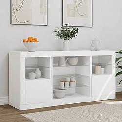 Avis Maison Chic Commode Buffet - Meuble de rangement avec lumières LED blanc 142,5x37x67 cm -GKD99763