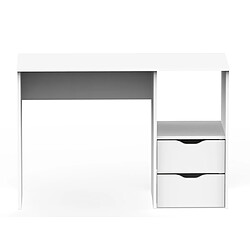 Pegane Bureau 2 tiroirs coloris blanc - Hauteur 76 x Longueur 115 x Profondeur 50 cm 