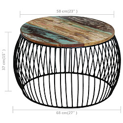 vidaXL Table basse ronde 68x37 cm Bois de récupération massif pas cher