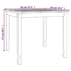 vidaXL Table à dîner de jardin 85x85x75 cm Bois massif de teck pas cher