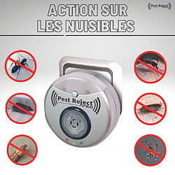 Avis Pest Reject Pro Repulse power - VENTEO - Répulsif nuisibles - Ultrasons et électromagnétisme - Couleur gris - Couverture de votre maison de 200m² - Veilleuse intégrée