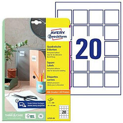 Adhésifs/étiquettes Avery 45 x 45 mm Blanc A4 25 Volets