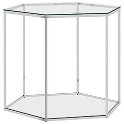 vidaXL Table basse Argenté 60x53x50 cm Acier inoxydable et verre