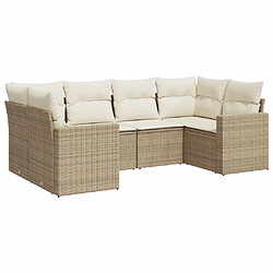 vidaXL Salon de jardin avec coussins 6 pcs beige résine tressée