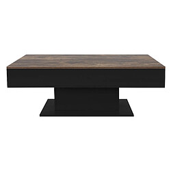 Table basse 110x60x40 cm aspect industriel/noir en panneau de particules avec 2 compartiments de rangement sous le plateau coulissant ML-Design